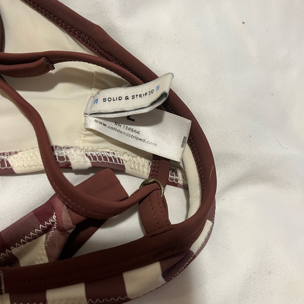 Maroon Gingham Solid & Striped Bikini - Size L - image 5